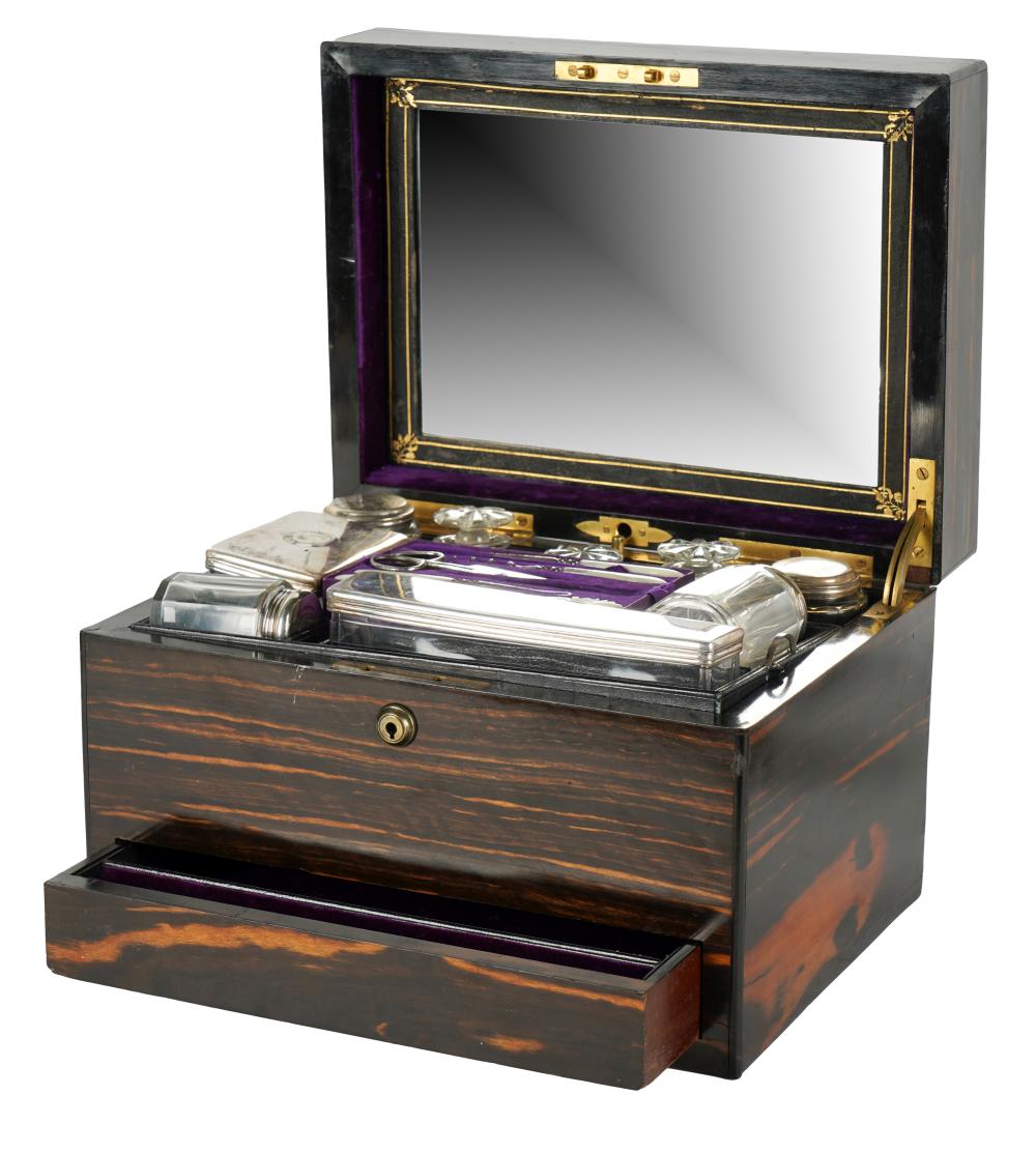 Appraisal: ENGLISH COROMANDEL VANITY BOXthe box with paper label Brush and