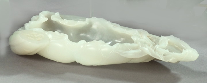 Appraisal: Good Ch'ien-Lung Elaborately Carved White Jade Brush Rinser second quarter