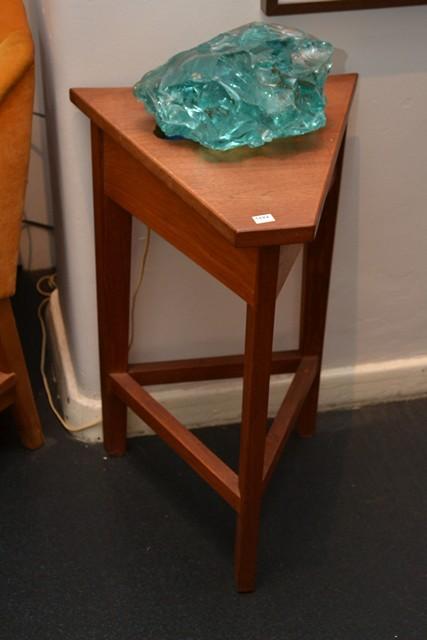 Appraisal: A 'S SHAPIRO TEAK TRIANGLE SIDE TABLE WITH FANTASTIC ROCK