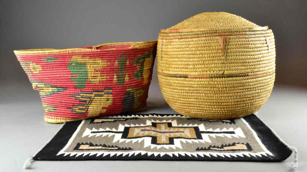 Appraisal: Pcs Native American Woven Baskets TextileTo include two baskets one