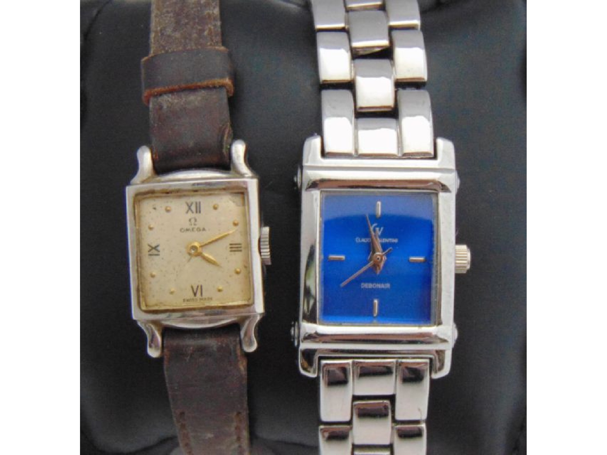 Appraisal: A lady's stainless steel wristwatch Omega the silvered square dial