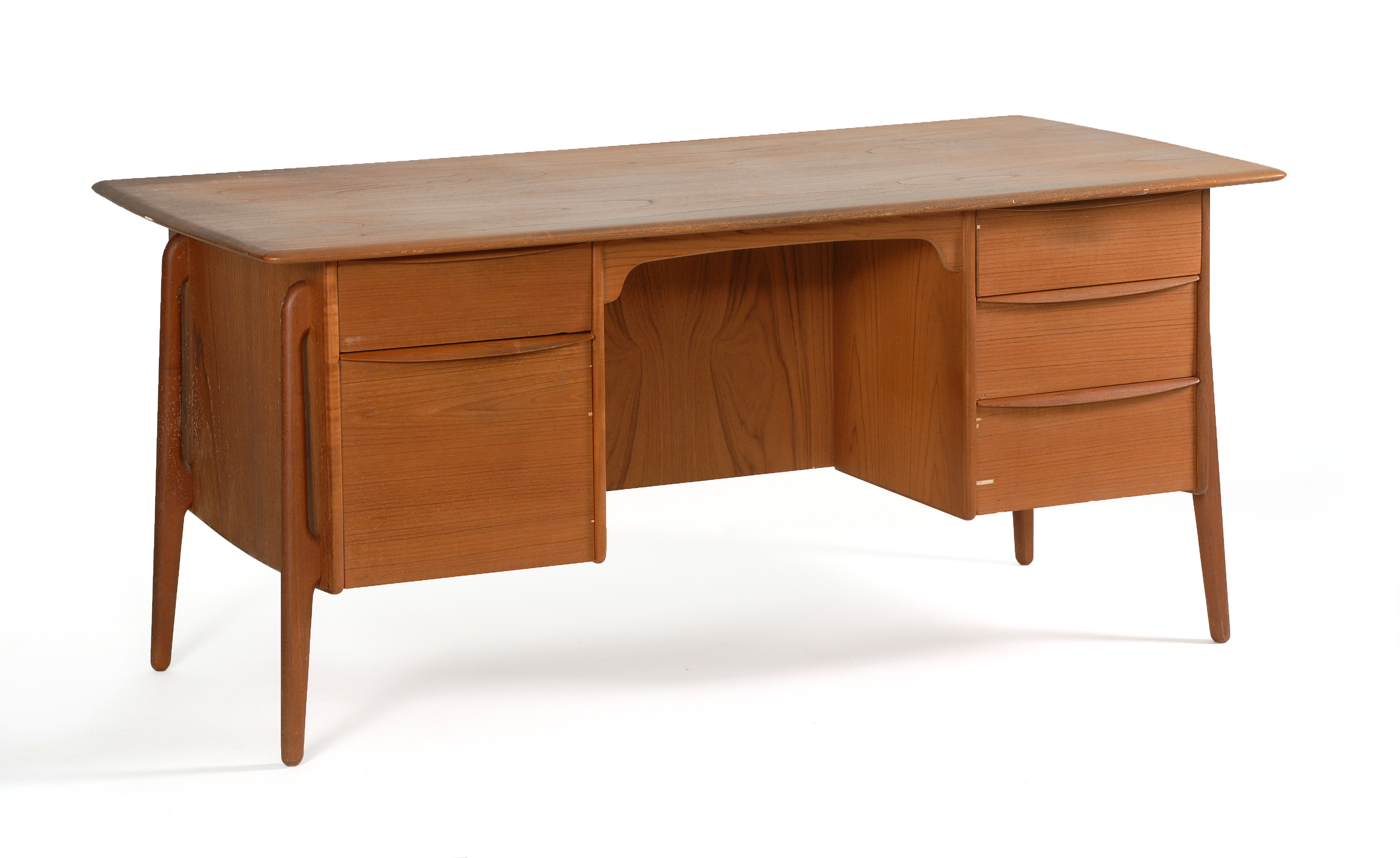 Appraisal: TEAK DESK BY SVEND MADSEN Danish circa Pull-out writing surface