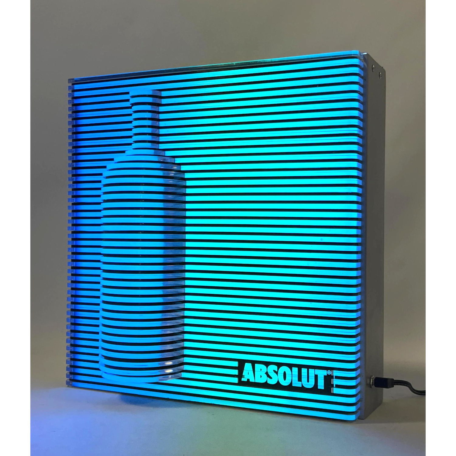 Appraisal: ABSOLUT VODKA Promotional Light-Up Sign D OP ART Great blue