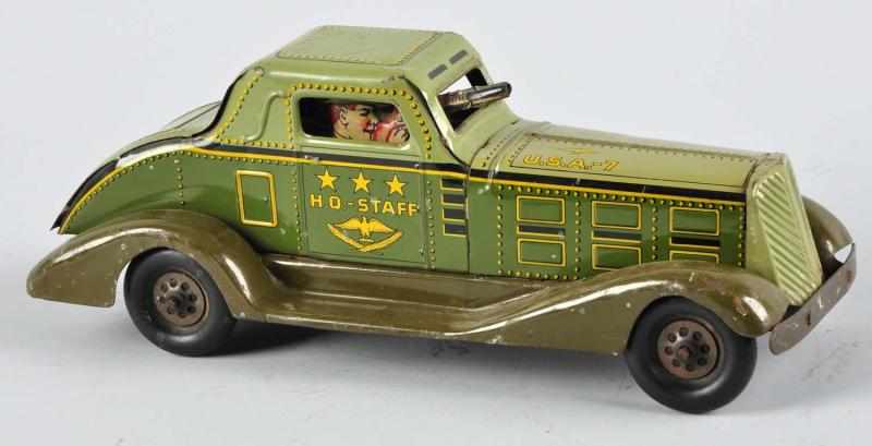 Appraisal: Pressed Steel Marx HQ Staff Car Wind-Up Toy Description American