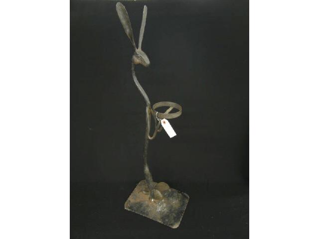 Appraisal: Wrought Iron Figural Smoking Stand standing hare tall