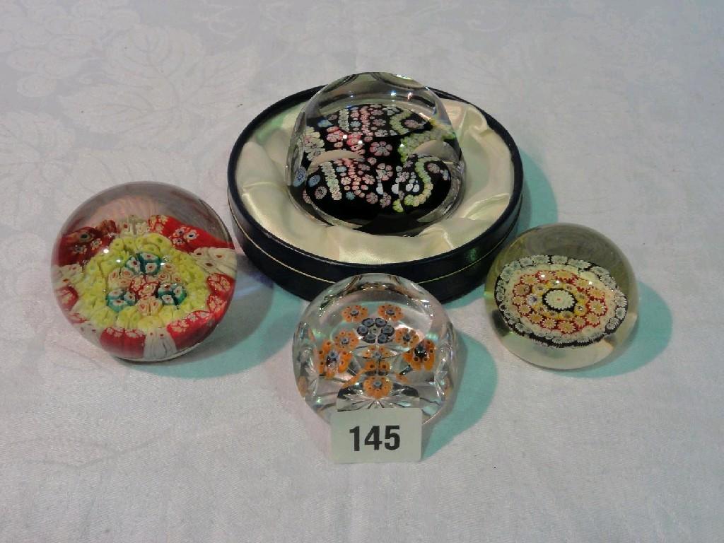 Appraisal: A boxed Whitefriars limited edition Millefiori paperweight commemorating the Silver