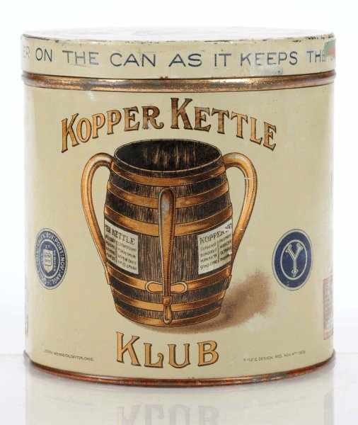 Appraisal: Kopper Kettle Club Cigar Can Description Dated Cigars manufactured by