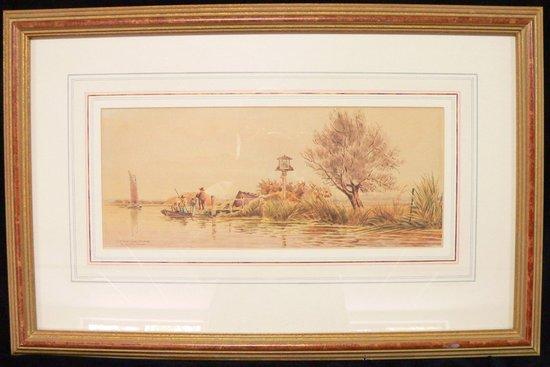 Appraisal: William Leslie RackhamOld Ferry Sign Horningsigned and inscribedwatercolour cm x