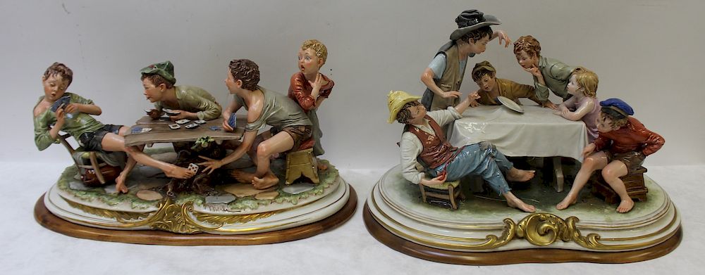 Appraisal: CAPO Di MONTI Large Porcelain Groupings To include large Italian