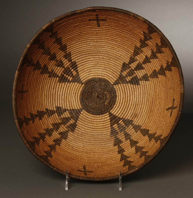 Appraisal: An Apache geometric basketry bowl An Apache geometric basketry bowlWith