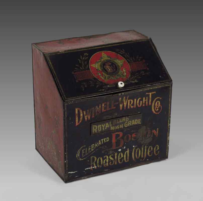 Appraisal: DWINELL - WRIGHT CO ADVERTISING COFFEE BIN Chromolithograph on tin