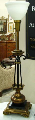 Appraisal: Bronze and Onyx Banquet Lamp traditional style no fixture ''