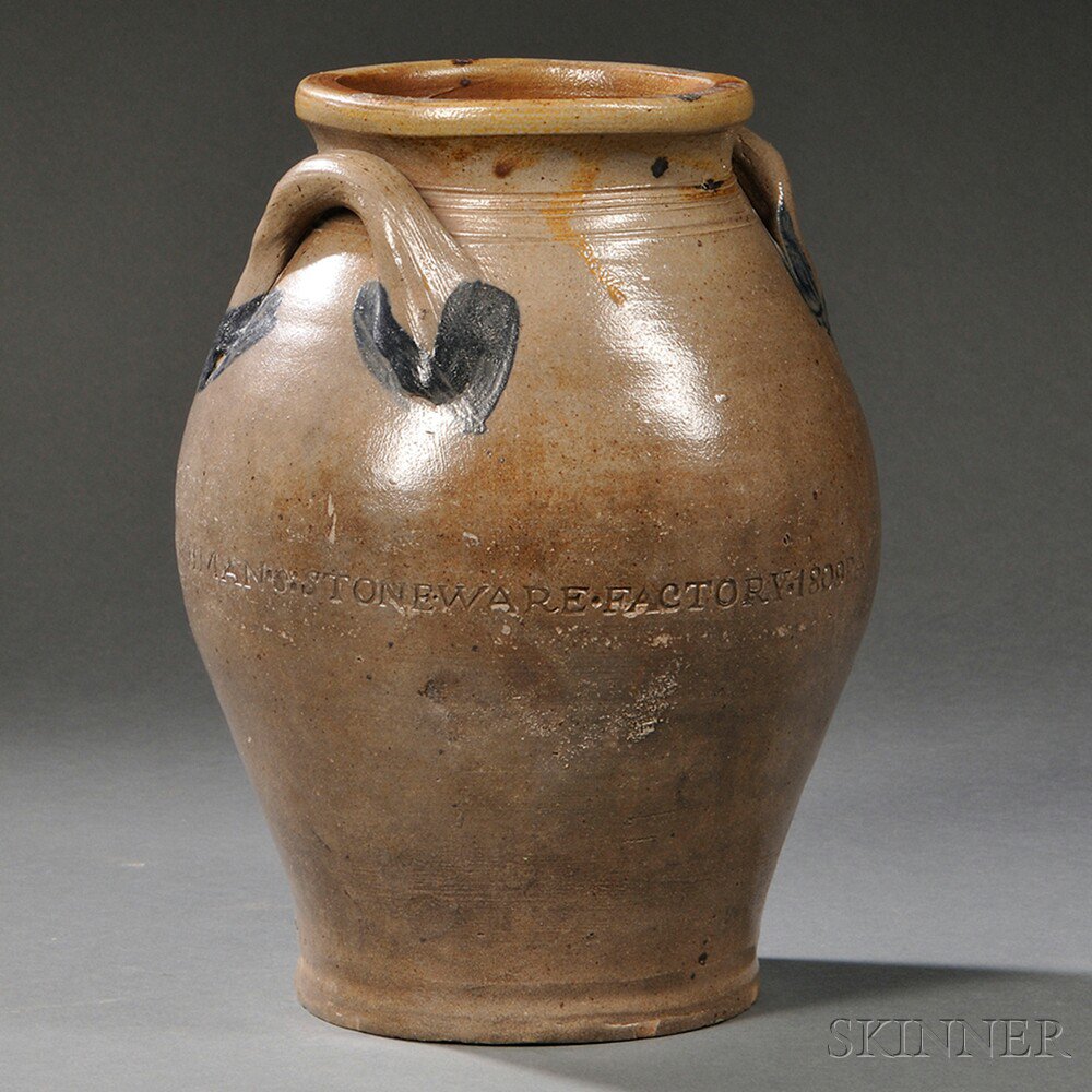 Appraisal: Paul Cushman Ovoid Stoneware Jar Albany New York early th