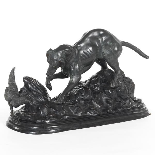 Appraisal: After Jules Moigniez French - x x Hunting Dog Patinated