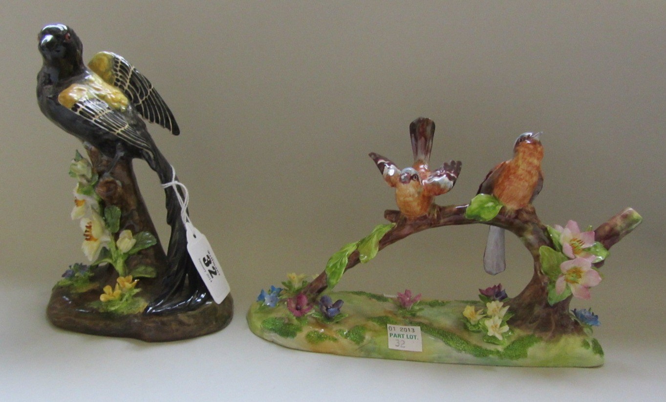 Appraisal: Two Crown Devon porcelain bird groups by J T Jones