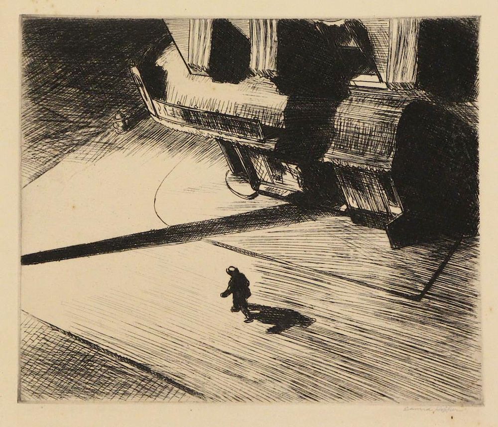 Appraisal: HOPPER Edward Etching Night Shadows Pencil signed lower right in