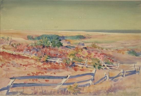 Appraisal: Dodge MacKnight American - Landscape with a Fence Signed Dodge