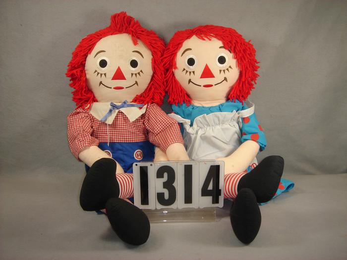 Appraisal: Lot of Raggedy Ann and Andy cloth dolls both measure