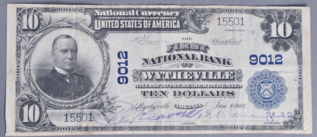 Appraisal: Rare Series Wytheville VA NoteFor First National Bank of Wytheville