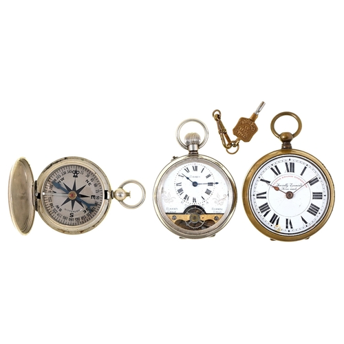 Appraisal: A Swiss brass lever watch Superior Railway Timekeeper a keyless