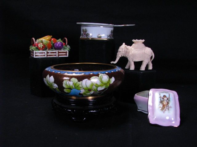 Appraisal: Group of decorative items including Chinese Cloisonne bowl with stand