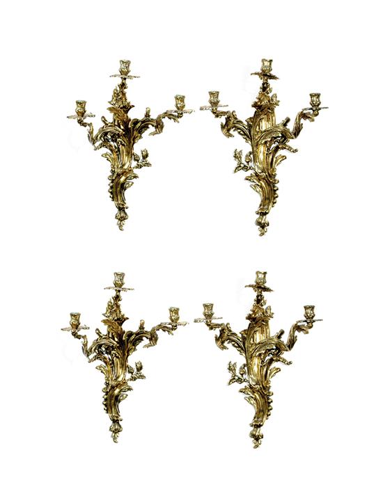 Appraisal: Set Louis XV style bronze wall sconces late th early