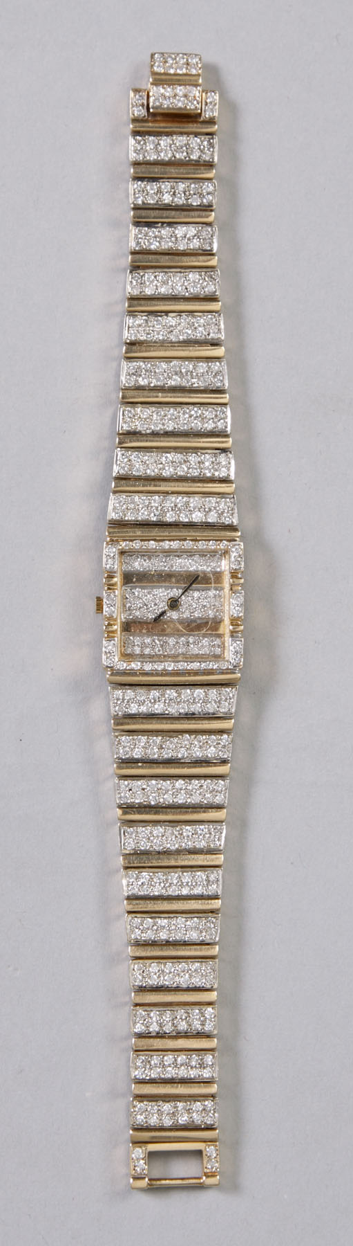 Appraisal: Gentleman's Gold Diamond Watch Quartz movement Set w diamonds of