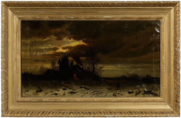 Appraisal: Friedrich Josef Heydendahl German - Winter Evening landscape with cottage