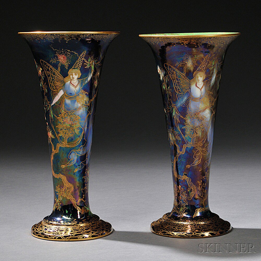 Appraisal: Pair of Wedgwood Fairyland Lustre Trumpet Vases England c pattern