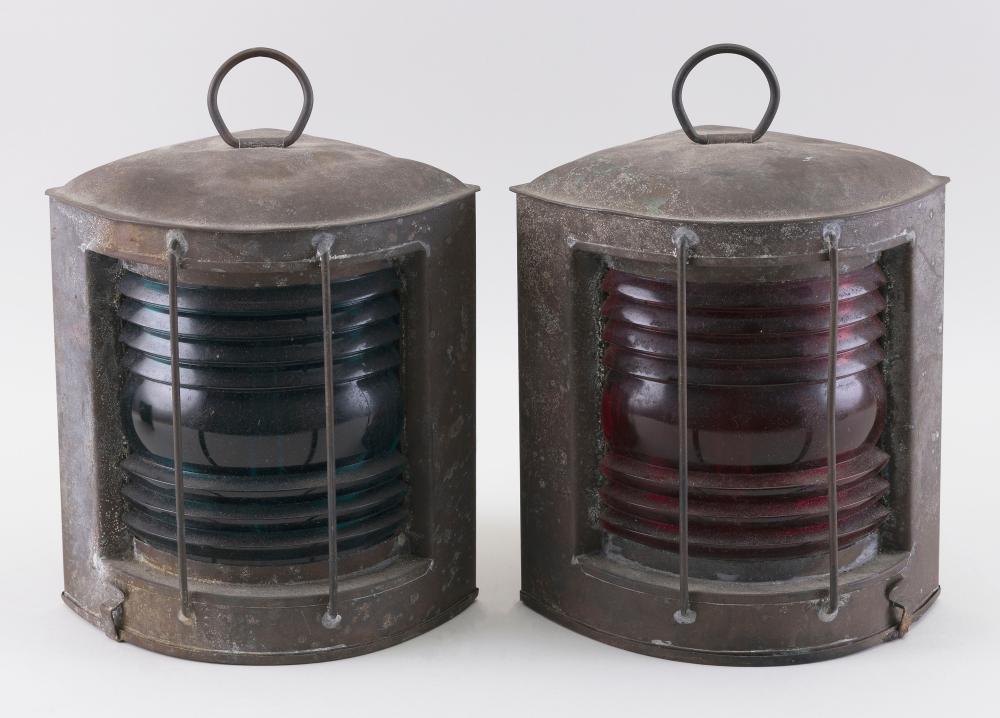 Appraisal: PAIR OF COPPER PORT AND STARBOARD MARINE LANTERNS EARLY TH