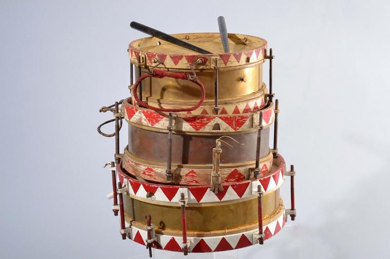 Appraisal: DRUMS - THREE EARLY TH CENTURY GRADTUATED MARCHING BAND DRUMS