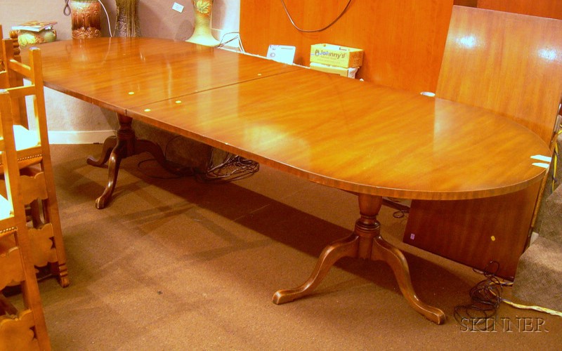 Appraisal: Queen Anne Style Mahogany and Mahogany Veneer Double-pedestal Dining Table