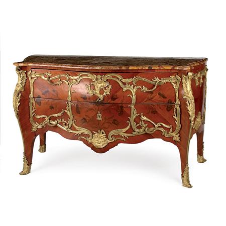 Appraisal: Louis XV Style Gilt-Metal Mounted Marquetry Inlaid Mahogany Commode Estimate