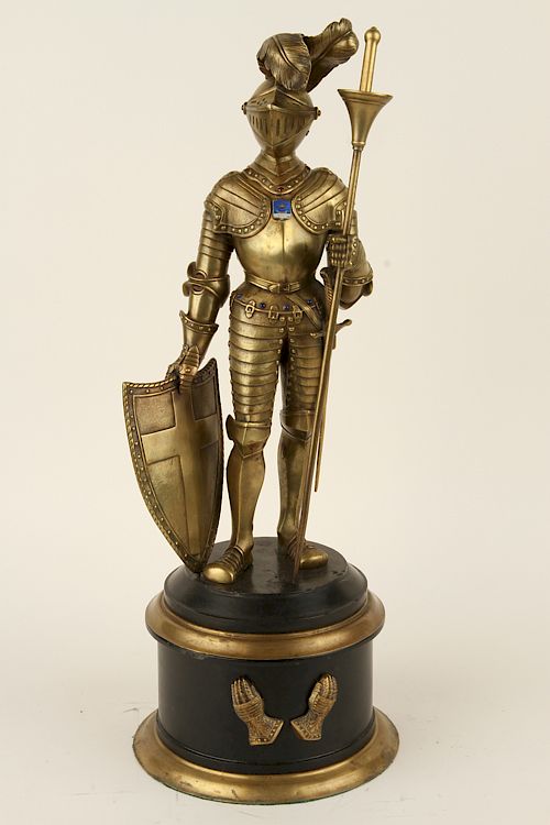 Appraisal: BRONZE FIGURE OF A KNIGHT ON ROUND BASE A bronze