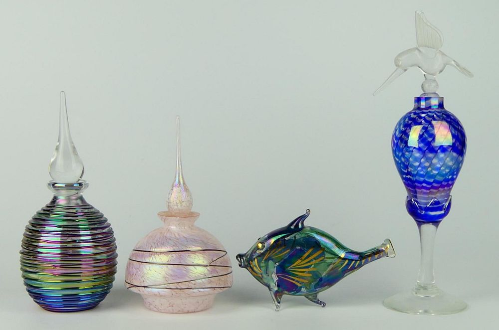 Appraisal: LOT OF VINTAGE ART GLASS SCENT BOTTLES A lot of