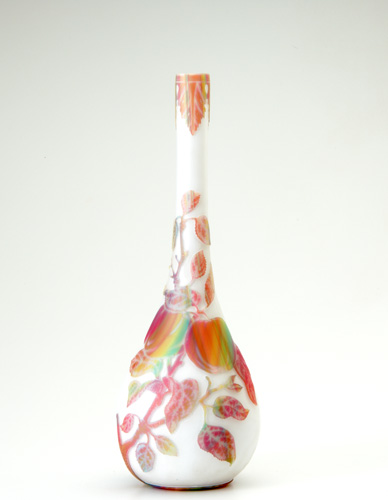 Appraisal: THOMAS WEBB Rainbow-cased glass vase with a pattern of fruiting