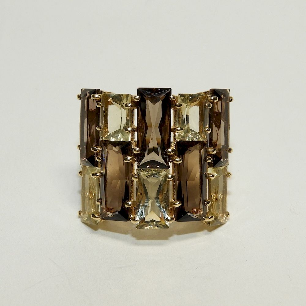 Appraisal: Lemon Quartz Smokey Topaz K Gold Lady's Ring th Century