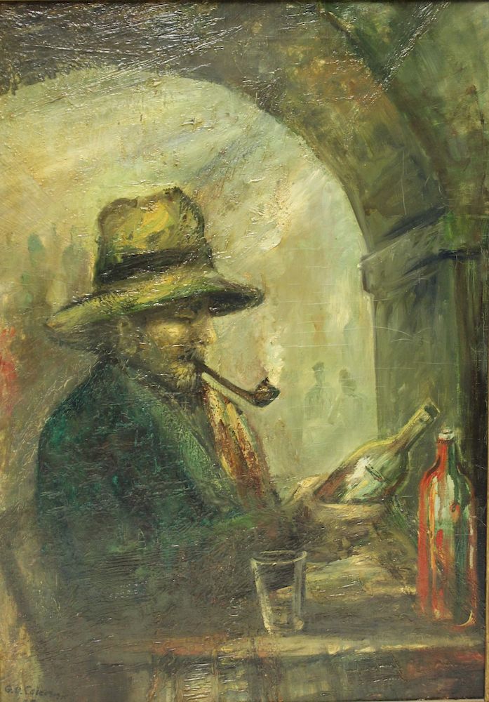 Appraisal: Glenn O Coleman Signed Oil On Canvas Man With Pipe