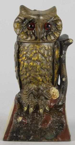 Appraisal: Cast Iron Owl Turns Head Mechanical Bank Description Manufactured by