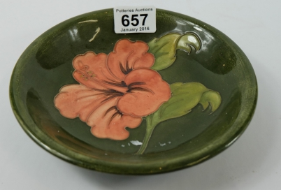 Appraisal: Moorcrroft Hibiscus on green ground bowl cm