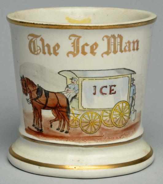 Appraisal: Horse-Drawn Ice Wagon Shaving Mug Gilt name The Ice Man