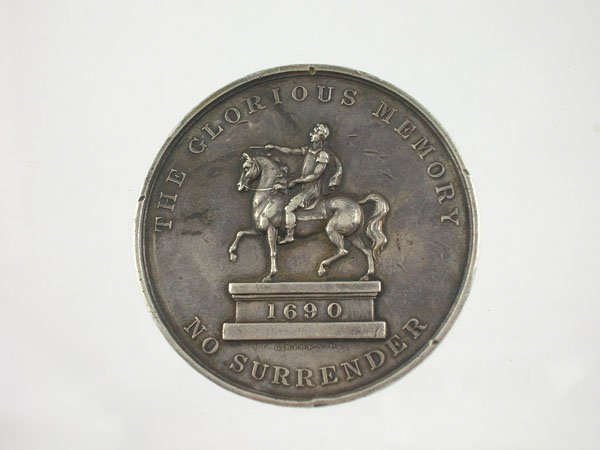 Appraisal: Massachusetts Society of Orange Men medallion obverse with soldier on