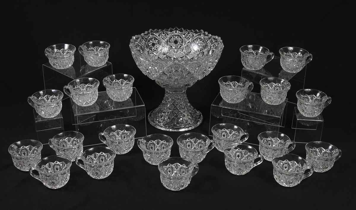 Appraisal: FOSTORIA EAPG ROSBY PUNCH BOWL CUPS Circa Punch Bowl ''