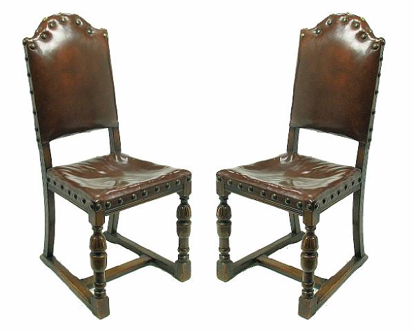 Appraisal: A pair of Baroque style leather side chairs height in