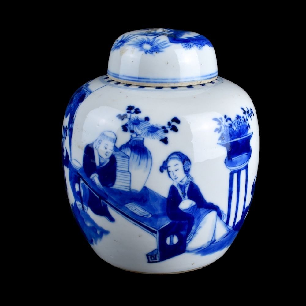 Appraisal: Antique Chinese Blue and White Porcelain Jar Antique Chinese Blue