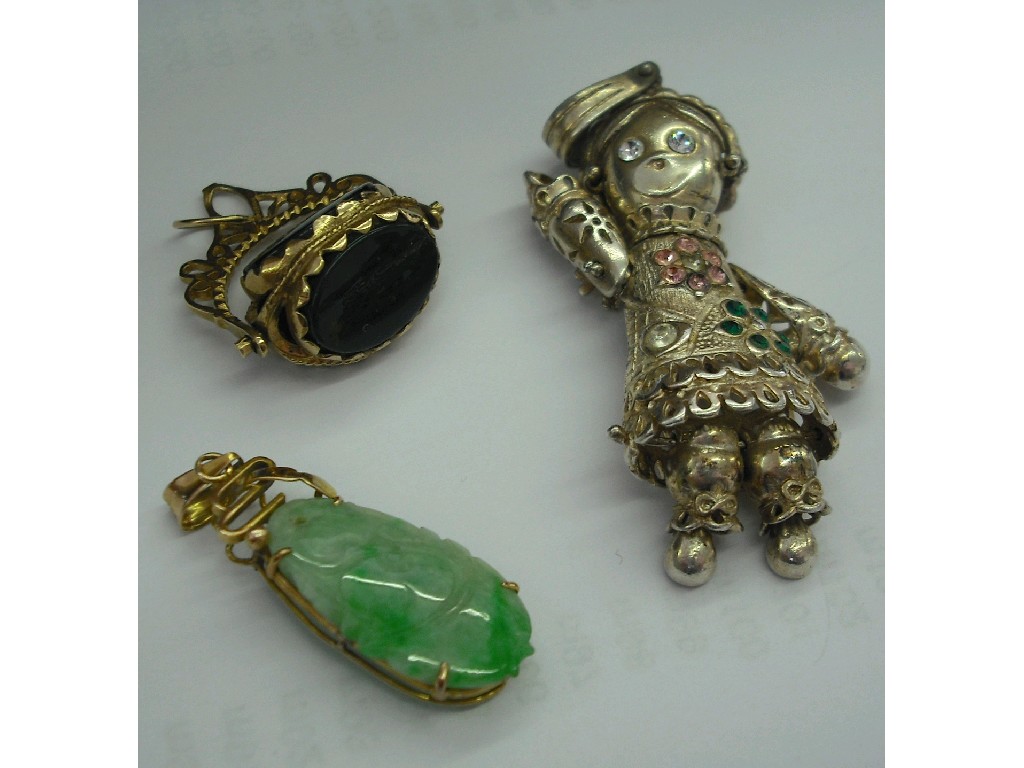 Appraisal: ct swivel fob pendant rag doll pendant and a ct