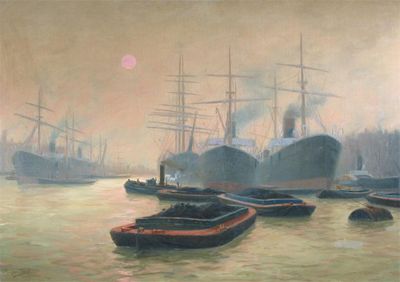 Appraisal: Saul de Frank c Barges and ships on the Thames