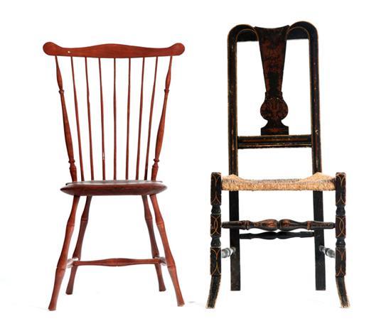 Appraisal: TWO SIDE CHAIRS Possibly Rhode Island th century mixed woods