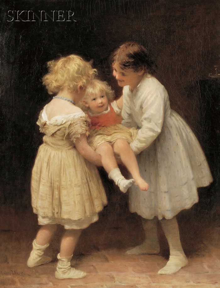 Appraisal: John Morgan British - Kinder at Play Signed John Morgan