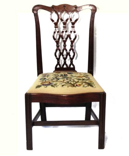 Appraisal: Chippendale carved mahogany side chair circa